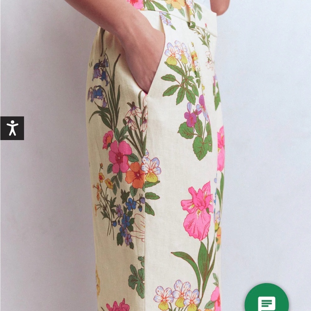 Boden linen pants NWT Kensington linen pants 8 Wide-Leg Floral current $220 - Picture 13 of 14